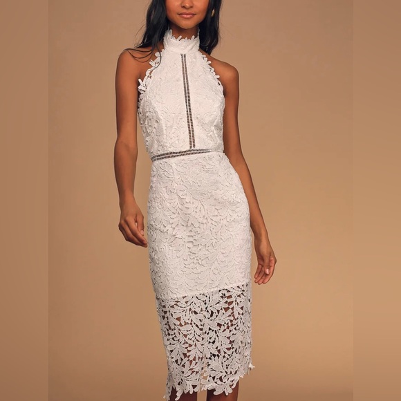 Lulus White Lace Midi Dress‎ - Picture 3 of 7